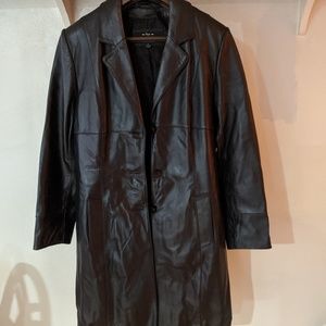 Calf Length Leather Coat